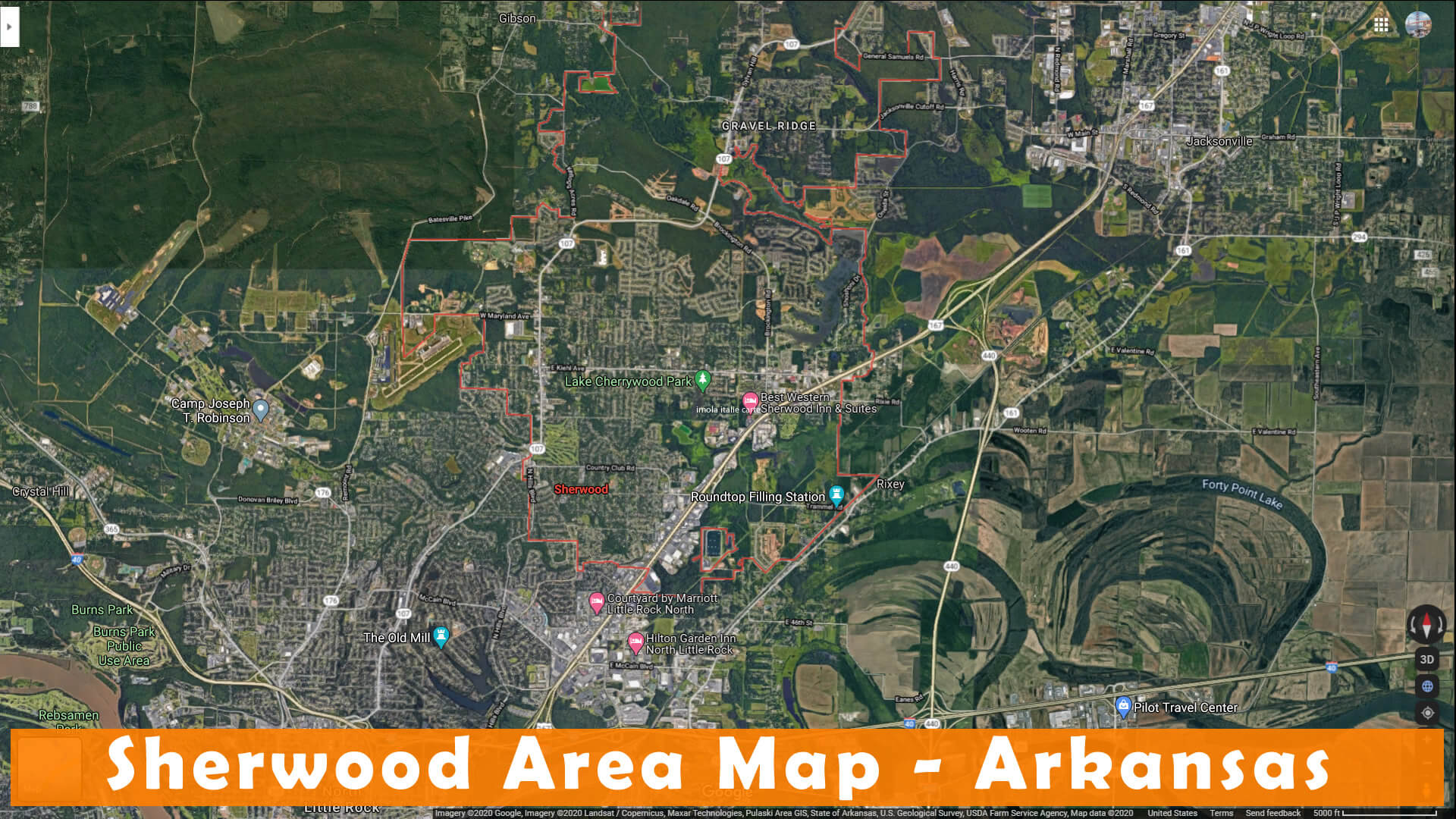 Sherwood Area Map Arkansas